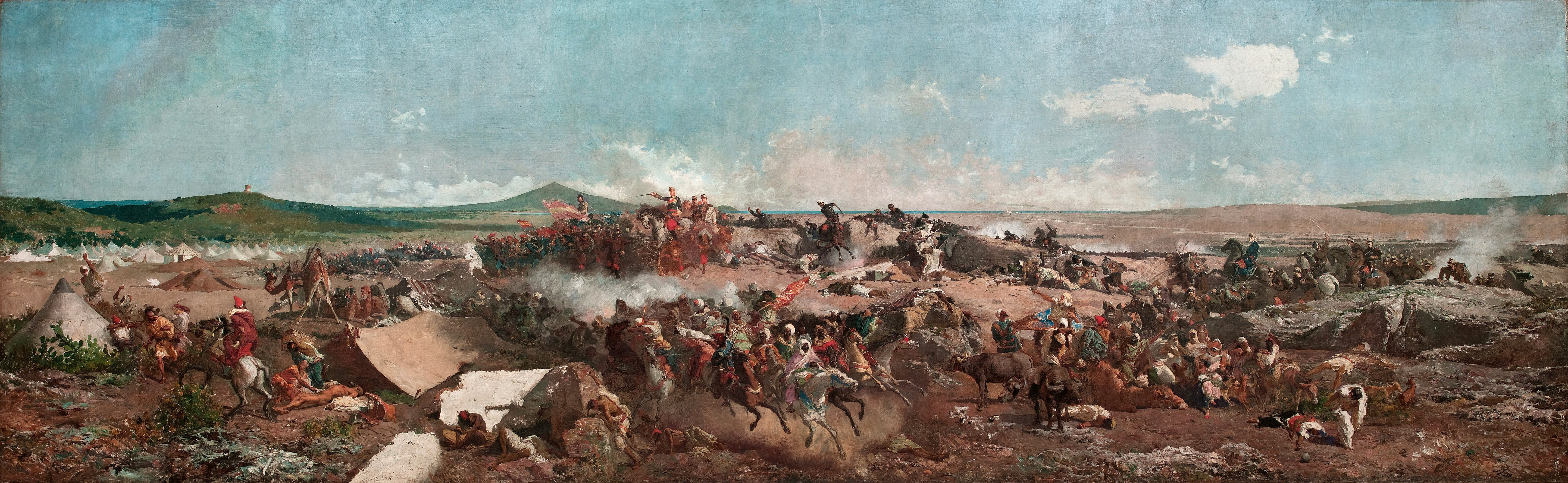 300px الحرب كما صورها ماريانو فورتوني في لوحته حرب تطوان، زيت على كانڤا، المتحف الوطني للفن بقطالونيا.