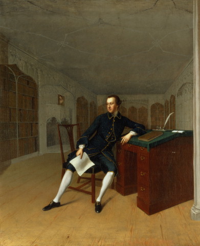 ملف:Sir Roger Newdigate in the Library at Arbury Arthur Devis.jpg