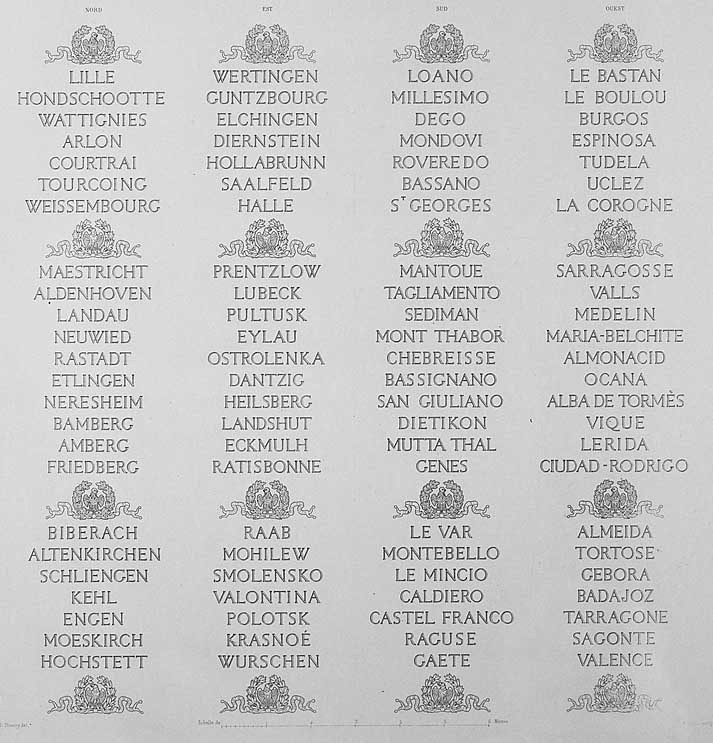 List of battles engraved under the great arches of the monument