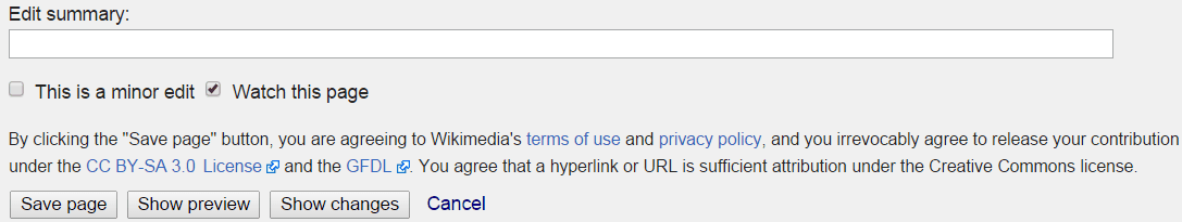 Edit summary text box