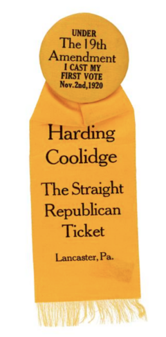 19th Amendment Voting Badge-Harding Coolidge Ticket 1920.png