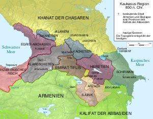 situation in the Caucasus in 850s (Hereti's greatest extent)