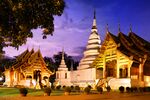 A Buddhist temple at night
