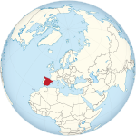 Map showing Spain in an orthographic projection