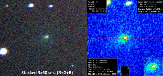 Photos of comet 3I/ATLAS taken remotely at Río Hurtado, Chile