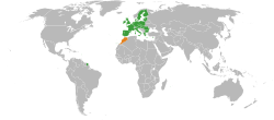 Map indicating locations of European Union and Morocco
