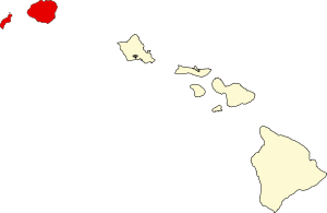 Map of Hawaii highlighting Kauaʻi County