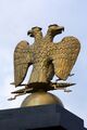 Sculpture of double-headed eagle on the gate of Alexander Garden in Moscow