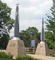 Gateway Sculptures (1950), painted steel, University of Missouri–Kansas City.