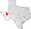 State map highlighting Reeves County