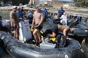US Navy 091011-N-0260R-027 Sailors from Egyptian navy frogman units and U.S. Navy explosive ordnance disposal personnel prepare to get underway for a training evolution during Exercise Bright Star 2009.jpg