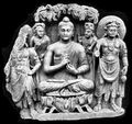 Type of the Brussels Buddha, a similar Buddhist triad from Gandhara, probably also dating to the year 5 of Kanishka.