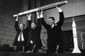 Pickering, Van Allen & Von Braun at NASA news conference.