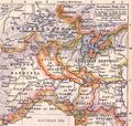 Northern Italy in 1796 AD. The duchies of Milan, Mantua, and Modena and Reggio were merged into the Cisalpine Republic, along with the Papal Legations (here labelled Papal States) and parts of Novara and the Venetian Republic.