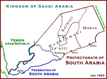 خريطة محمية الجنوب العربي في 1965.