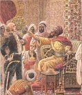الداي حسين يهين القنصل الفرنسي، بضربه بالمنشة، وهي الحادثة التي أدت إلى الغزو الفرنسي.