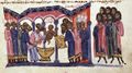 Patriarch Nicholas Mystikos baptizes Constantine Porphyrogennetos (Fol. 112r bottom)