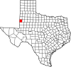 State map highlighting Yoakum County