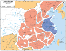 الوضع في الصين في 1929: بعد التجريدة الشمالية، the KMT had direct control over east-central China, while the rest of China proper and Manchuria was under the control of warlords الموالين للحكومة الوطنية.
