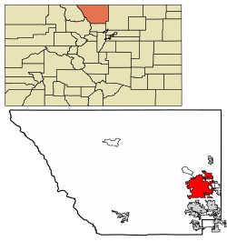 Location of Fort Collins in Larimer County, Colorado