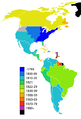 Countries in the Americas by date of independence. Note that the United States did not complete its continental territorial expansion until 1867
