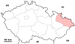 Located in the northeast of the Czech Republic, with its capital near its northern border about one-third from the northeast tip