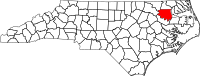 Map of North Carolina highlighting بيرتي