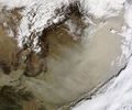 في 11 نوفمبر 2010, a wall of sand blew across northern China, covering much of the North China Plain and Shandong Peninsula.