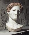 Marble head of a Roman woman on display at the Museum of Anatolian Civilizations.