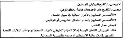 توصيات التلقيح بلقاح السحائيات عديد السكاريد