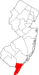 A county the makes up the southern tip of the state. It is one of the smallest.