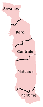 خريطة لمناطق توگو.