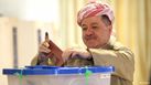رئيس إقليم كردستان العراق مسعود البرزاني يدلي بصوته في يوم التصويت على إنفصال إقليم كردستان العراق.