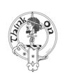 The Scottish crest badge of Clan MacLellan featuring the head of Black Morrow