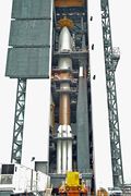 The Atlas V 551 rocket, used to launch New Horizons, being processed a month before launch.