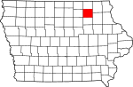 State map highlighting Chickasaw County