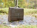 Wallenberg's briefcase in bronze, with the initials R W, set up on the doorstep to the summer house (summer house foundation still exists) at Kappsta, Lidingö, where Wallenberg was born. The setts come from Budapest.