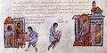 Georgios Maniakes sends the letter of Christ to Romanos III (Fol. 205r bottom)