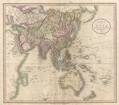 "خريطة جديدة لآسيا، من أحدث المصادر، بقلم جون كاري، النقاش، 1806"، تظهر المحيط الجنوبي الذي يقع إلى الجنوب من المحيط الهندي وأستراليا.