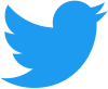 A stylized blue bird in profile facing to the right
