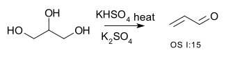 elimination reaction glycerol to acrolein