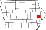 State map highlighting Cedar County