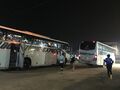 Intercity buses in transit during the night (Touristique Express)