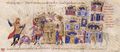 General Olbianos executes Thomas' adoptive son (Fol. 31v bottom)