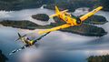 Finnish Air Force Hawker Hurricane warbird with US Navy T-6 Texan warbird in Finland