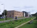 This recently-built building of the Eurode Business Centre straddles the border between هولندا and ألمانيا, in Kerkrade and Herzogenrath.