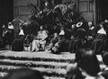 Empress consort Nam Phương and crown prince Bảo Long visit her high school Couvent des Oiseaux in Paris.