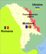 Map of Moldova highlighting Transnistria