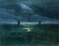 Seashore by Moonlight (1835–36). 134 × 169 cm. Kunsthalle, Hamburg. His final "black painting", Seashore by Moonlight, is described by William Vaughan as the "darkest of all his shorelines."[18]