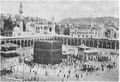 الكعبة المشرفة من الجهة الشمالية الشرقية وتبدو المقامات الأربعة( الماكلي - الحنفي - الشافعي - الحنبلي ) سنة 1325 هـ